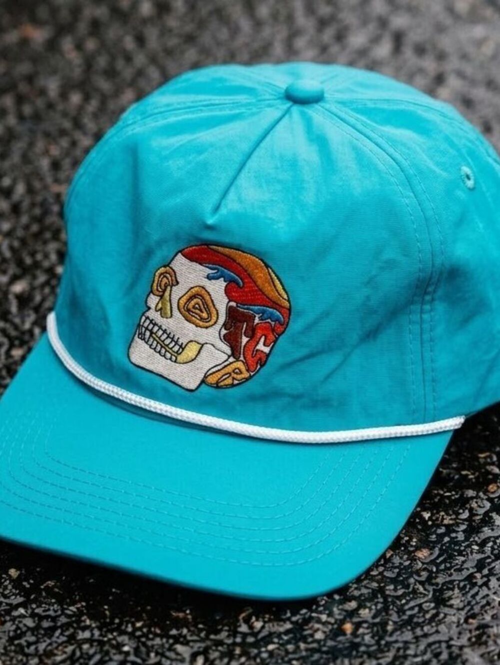 Teton Gravity Research TGR Teal Rope Hat Snapback Skull Apres Ski Gorpcore Rare